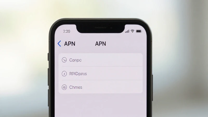 Pantalla muestra configuración APN con luz suave