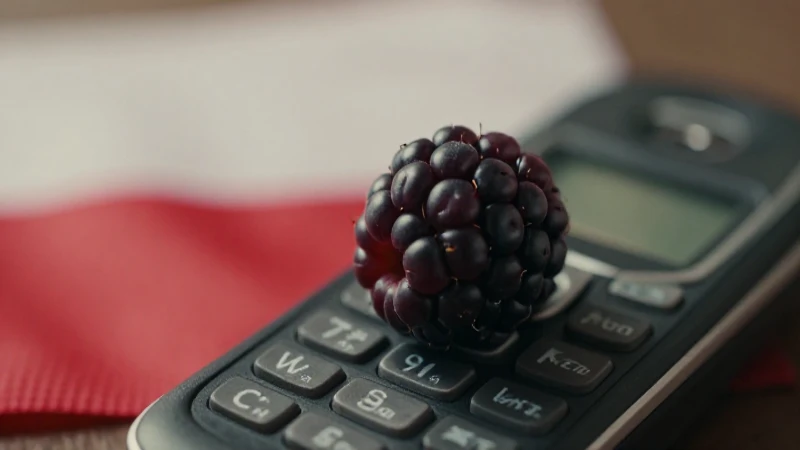Primer plano cálido muestra un Blackberry y Polonia