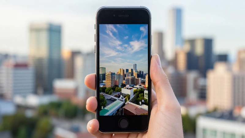 Ciudad vibrante capturada con iPhone al día