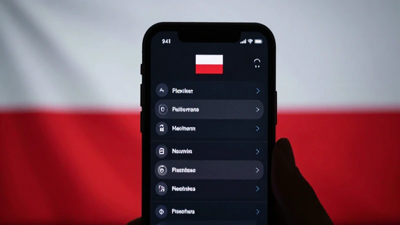Smartphone muestra ajustes con bandera polaca