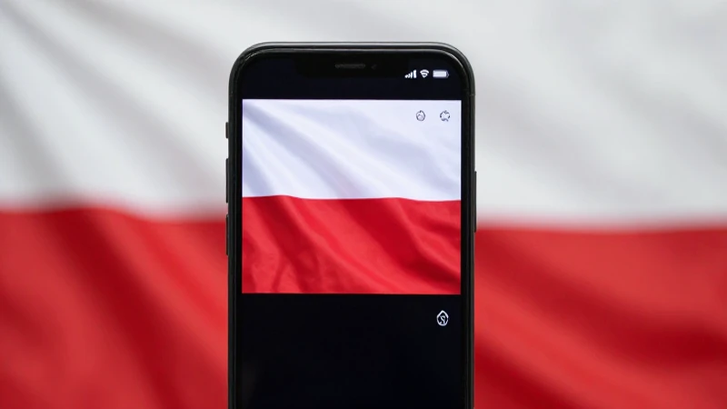 Smartphone Android, bandera polaca, luz suave