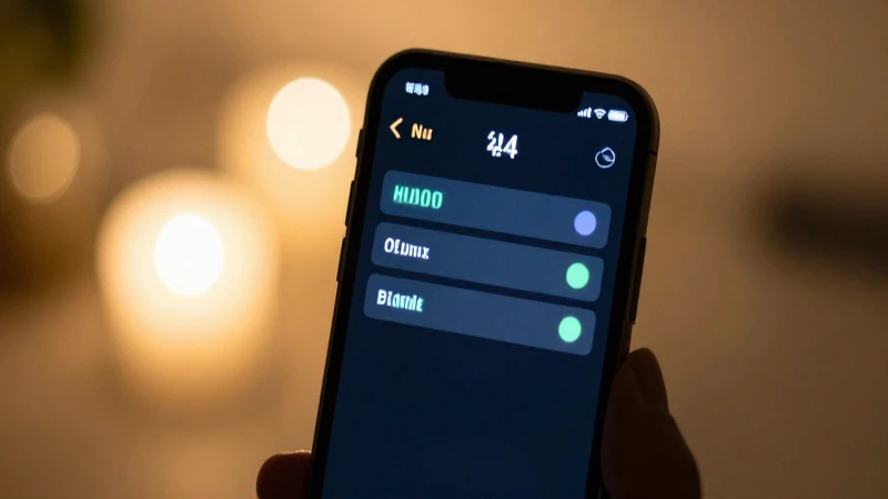 Smartphone con menú, señal brillante y ambiente cálido
