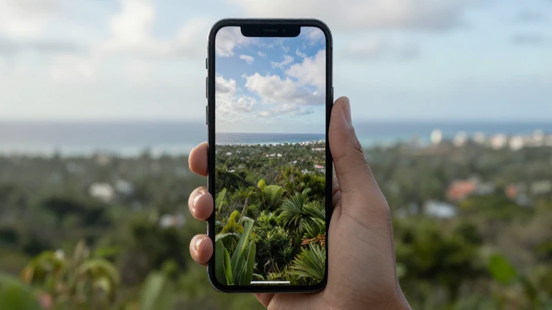 Celular, paisaje puertorriqueño, luz suave
