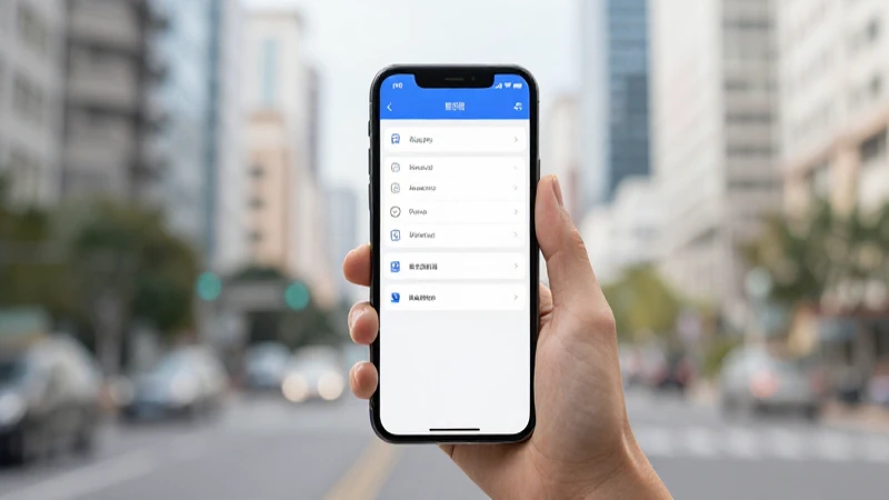 Smartphone muestra ajustes con fondo urbano borroso