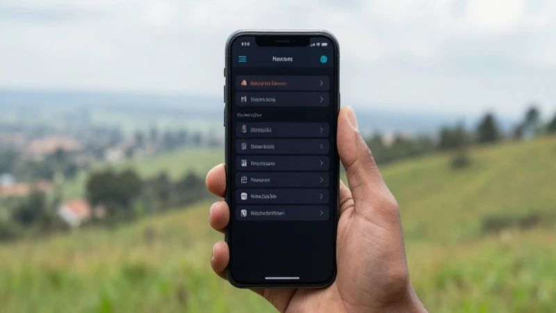 Teléfono muestra ajustes con paisaje de Ruanda