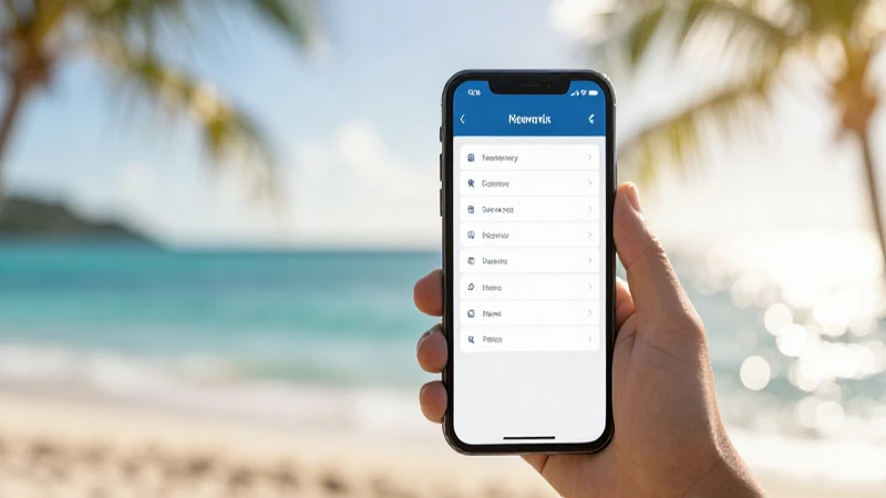 Teléfono con redes, sol cálido, mar Caribe