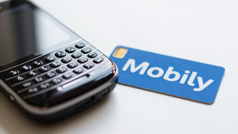 Primer plano difuminado de BlackBerry con SIM Mobily