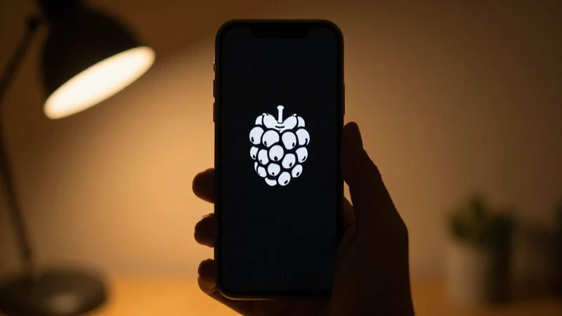 Teléfono Blackberry con señal y luz cálida
