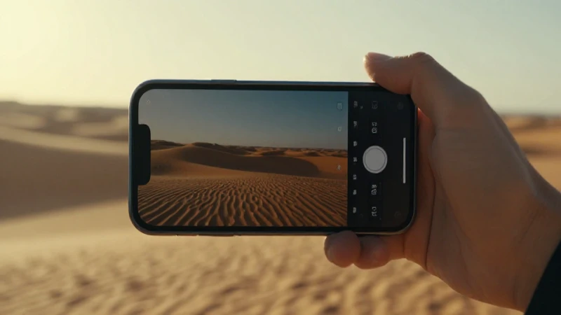 Sol, desierto y smartphone con datos