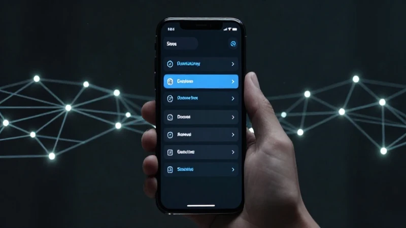 Smartphone muestra menú futurista en estudio