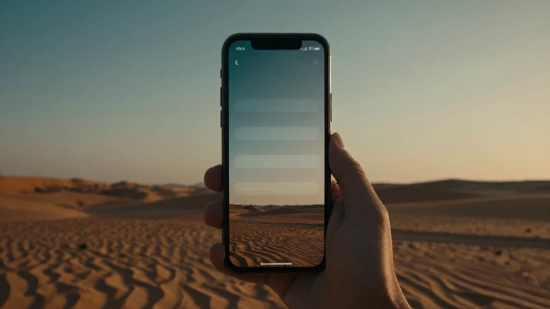 Paisaje saudí con señal móvil, cinematográfico