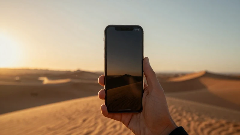 Atardecer dorado, iPhone en el desierto