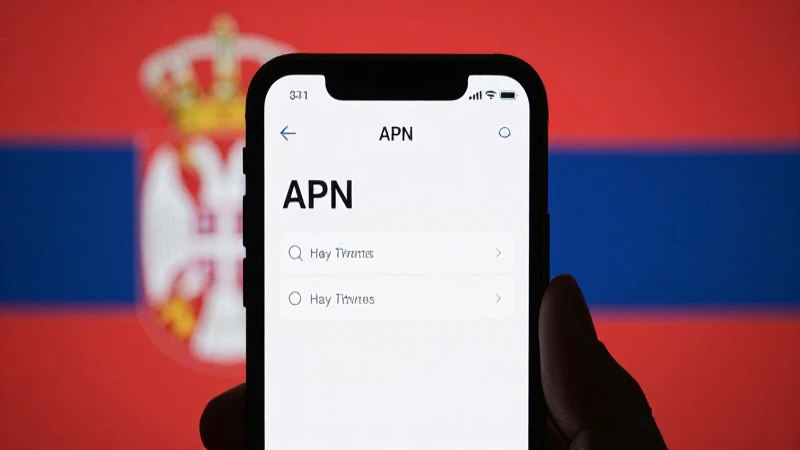 Pantalla con ajustes APN y fondo serbio