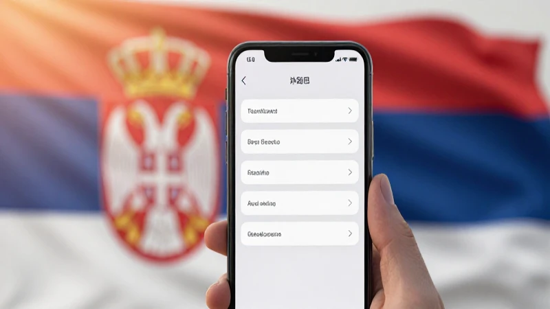 Smartphone con ajustes sobre fondo serbio