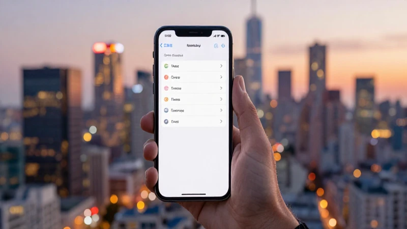 Teléfono muestra ajustes con ciudad iluminada