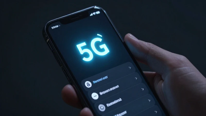 Smartphone muestra conexión 5G con iluminación dramática