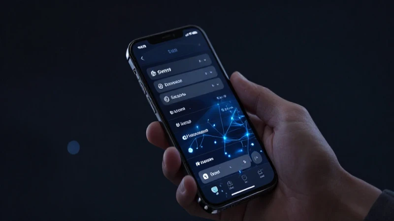 Teléfono muestra opciones con redes brillantes