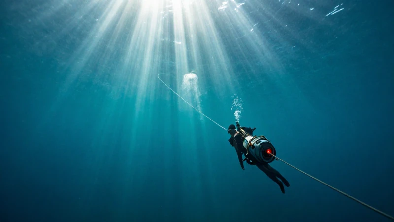Cable submarino, mar turquesa, luz dramática