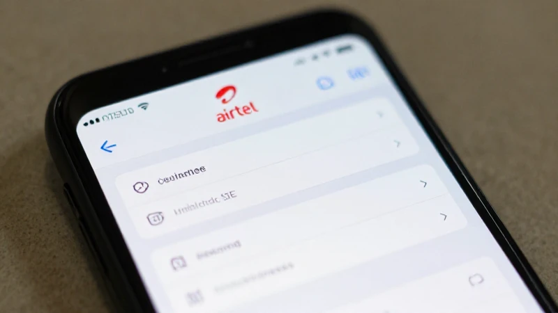 Smartphone muestra ajustes con el logo Airtel