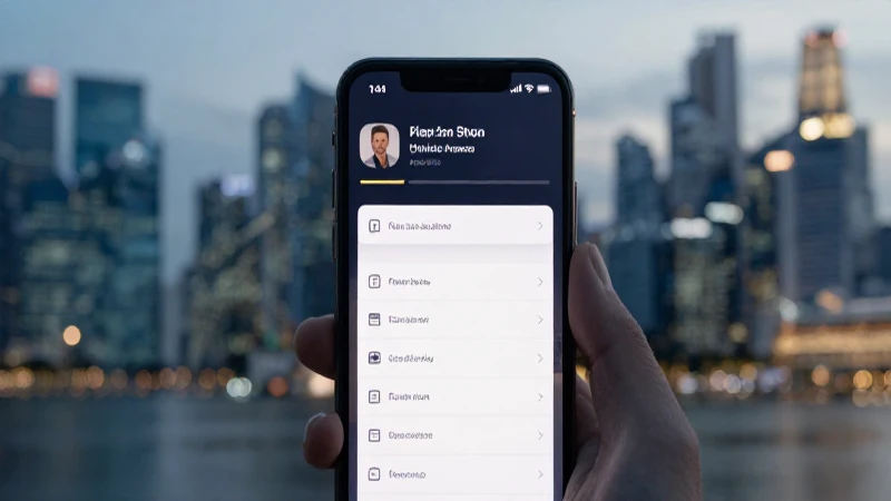Smartphone en menú ajustes, fondo borroso, Singapur