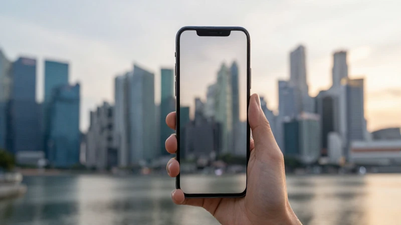 Teléfono Android, paisaje urbano, luz dorada suave