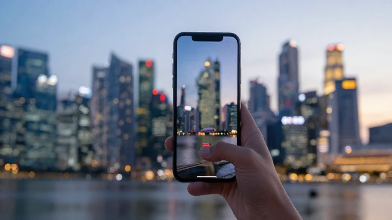 Smartphone moderno contra fondo urbano brillante