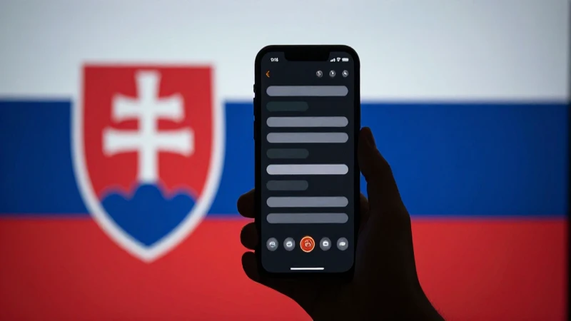 Teléfono móvil muestra datos con bandera eslovaca