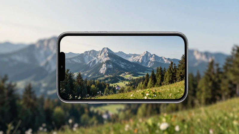 Smartphone en paisaje esloveno, luz suave
