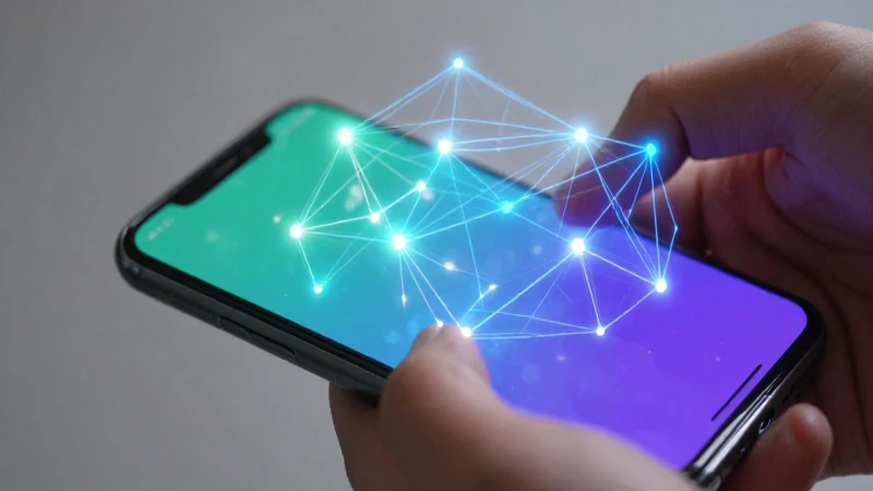 Smartphone Android con holograma y neón intenso