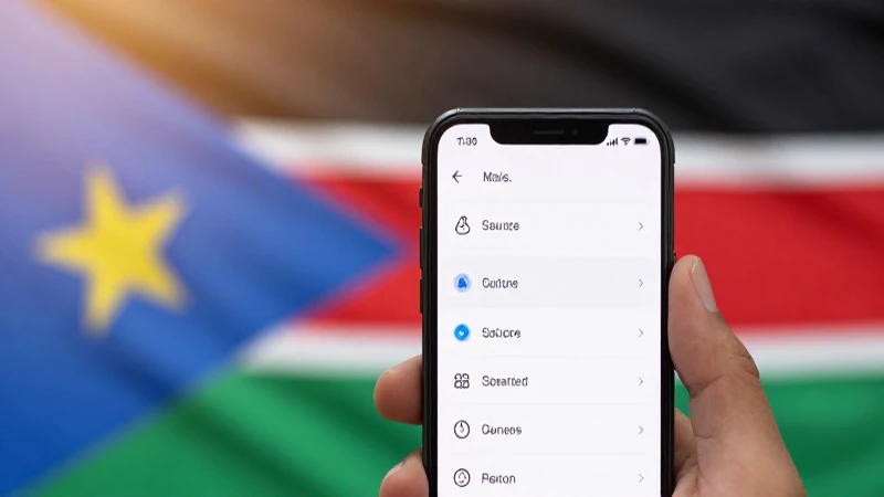Teléfono muestra ajustes con bandera sudanesa