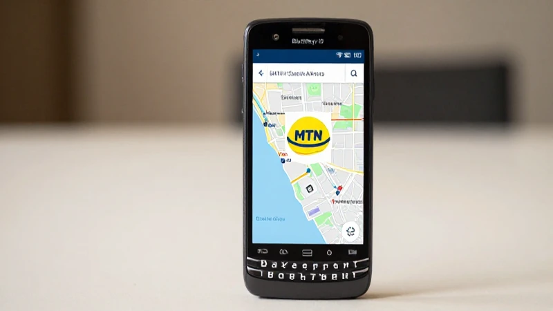 Teléfono BlackBerry con mapa Sudáfrica, luz suave