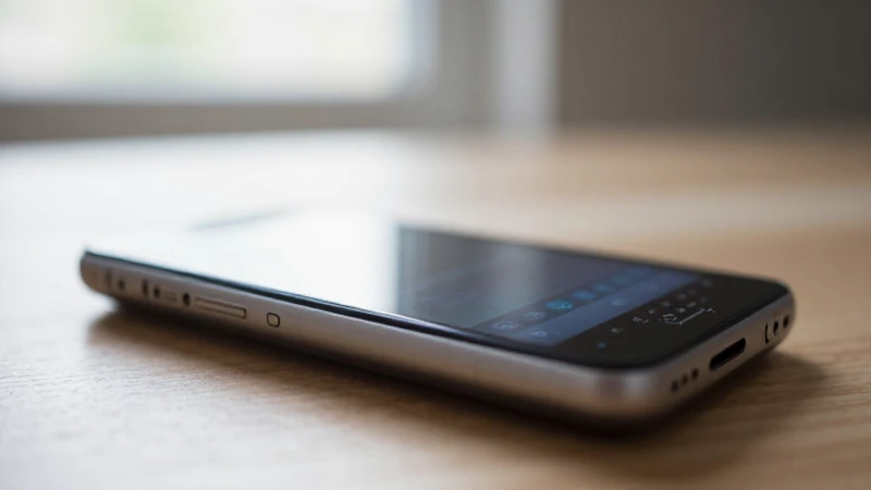 Smartphone BlackBerry sobre mesa, luz natural