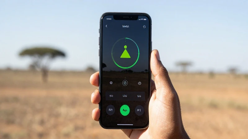 Señal móvil sobre paisaje africano brillante