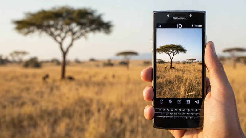 Smartphone Blackberry bajo luz cálida africana