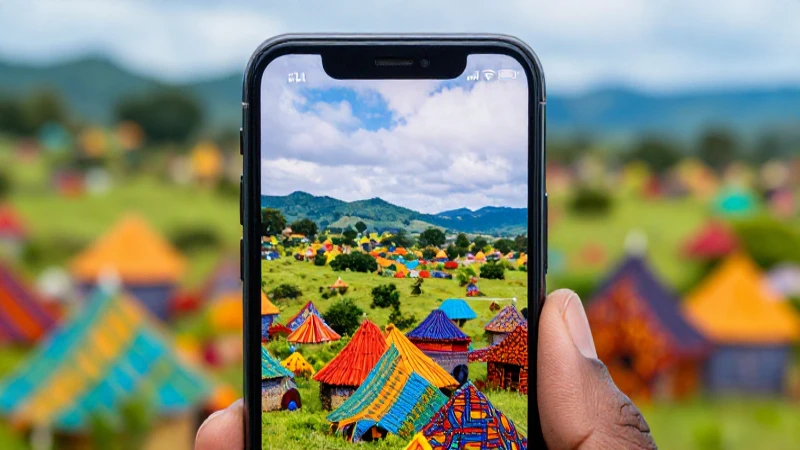Pantalla con saldo, paisaje africano vibrante