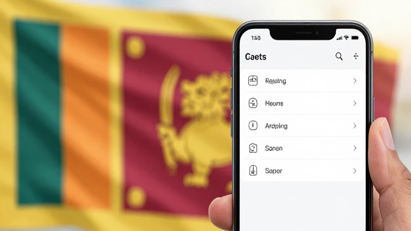 Menú de ajustes visible; bandera de Sri Lanka difuminada