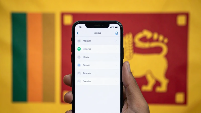 Teléfono muestra configuración con bandera de Sri Lanka
