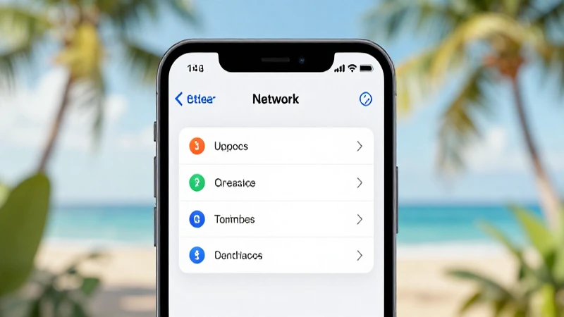 Smartphone muestra ajustes contra fondo tropical