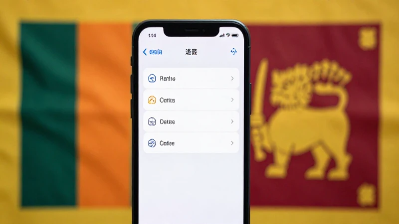 Guía Completa de APN para Etisalat en Sri Lanka 3 Teléfono inteligente con menú y bandera de Sri Lanka