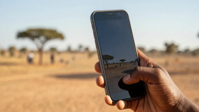 Teléfono móvil africano con luz cálida