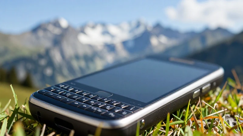 Smartphone en paisaje alpino con luz natural