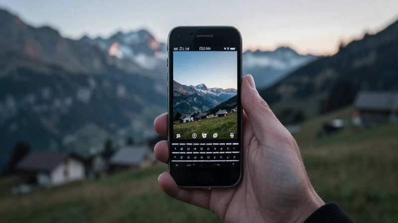 Teléfono Blackberry, Alpes suizos, luz cinematográfica