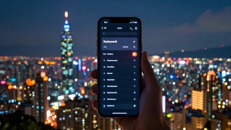 Smartphone muestra ajustes con paisaje taiwés