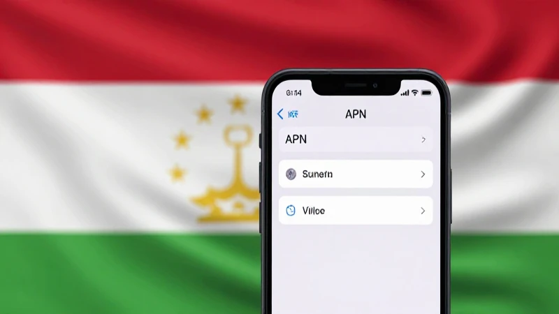Teléfono muestra ajustes APN con fondo tayiko