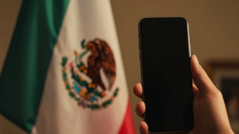 Teléfono, bandera mexicana con luz cálida