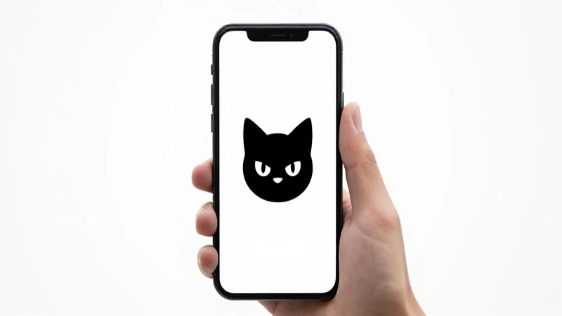 Teléfono con icono de gato, luz brillante