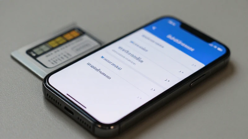 Pantalla con ajustes, tarjeta SIM tailandesa abierta