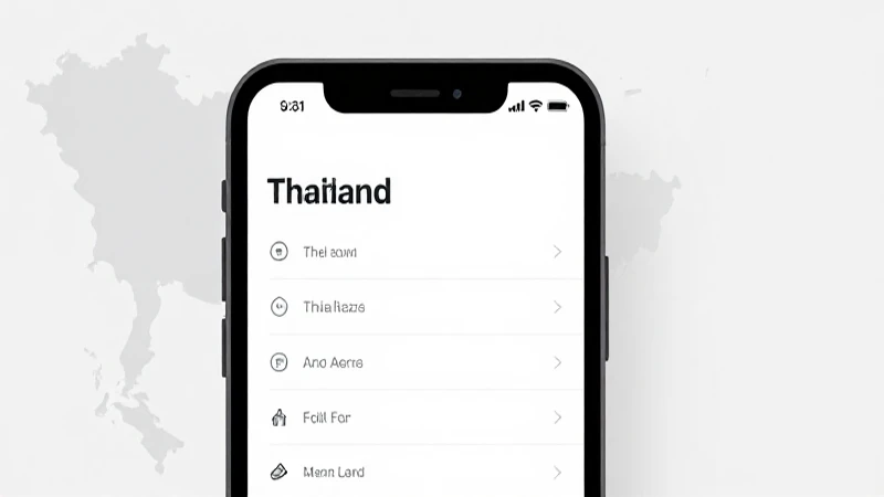 Smartphone muestra ajustes con mapa tailandés