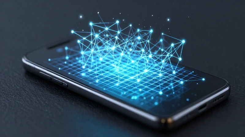 Smartphone Android con red futurista e iluminación cinematográfica