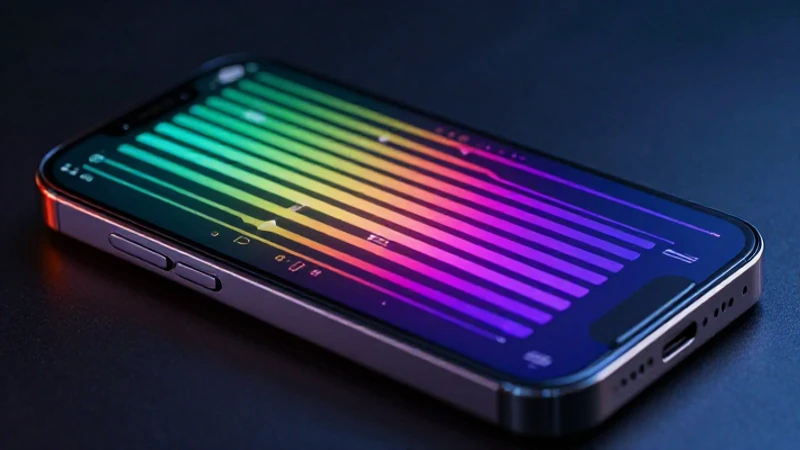 Teléfono elegante con señal brillante y luz cinematográfica
